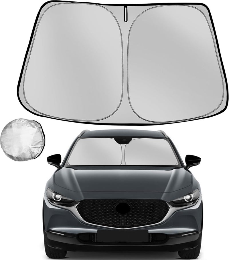 Fonowka Windshield Sun Shade for 2019-2025 Mazda CX30 CX-30 Foldable Sun Sunshade for Car Front Window Blocks UV Rays and Heat Automotive Interior Protector Custom Fit Accessories - Image 1
